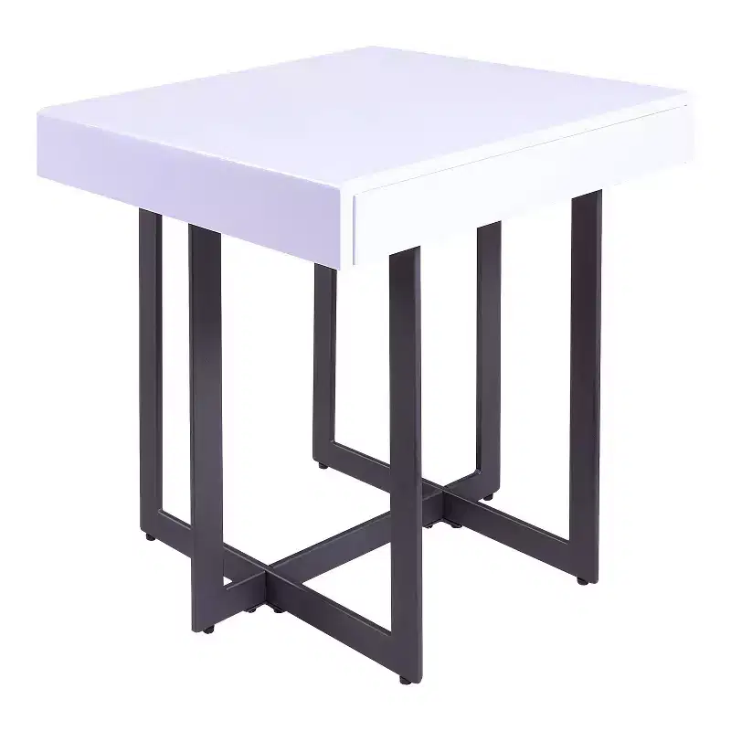 Neyo 22" Square Mdf End Table with Drawer White - miBasics