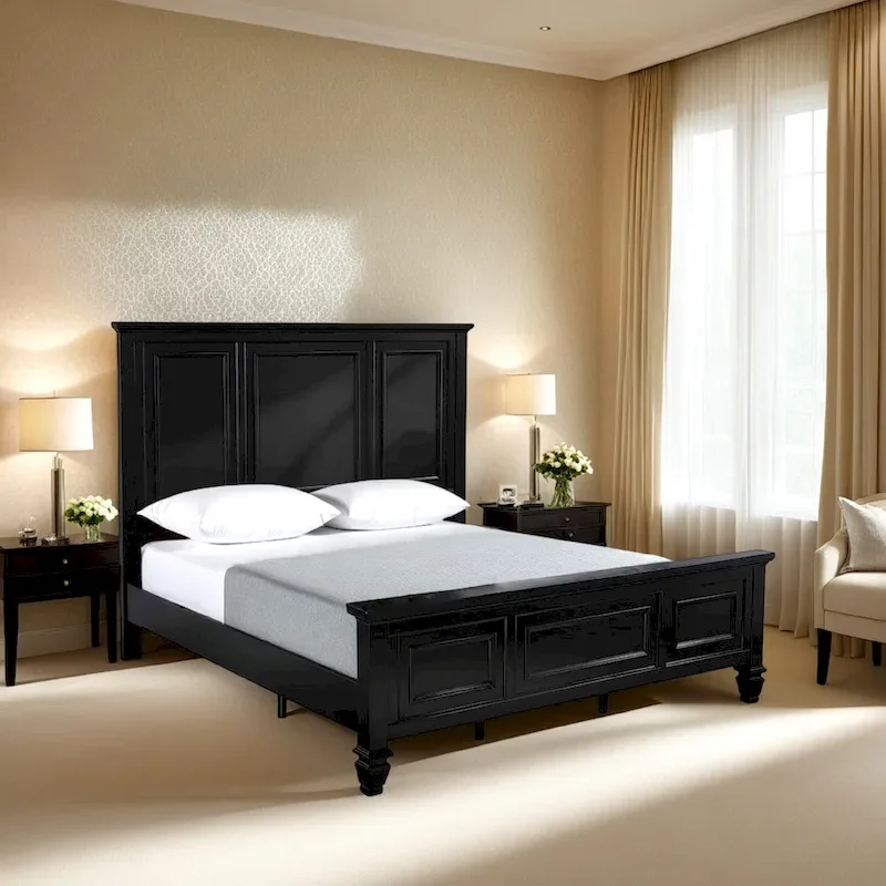 Black Farmhouse Panel King Bed
