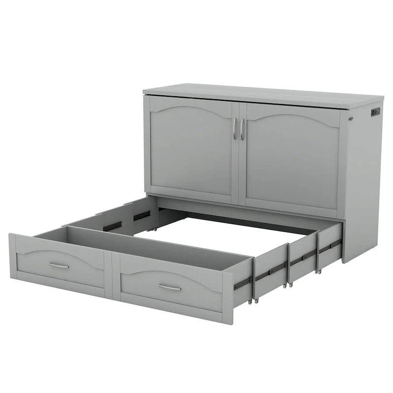 Queen/Full Size Murphy Bed with drawer and a set of Sockets & USB Ports