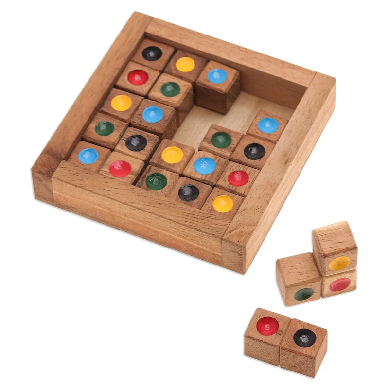 Novica Handmade Colorful Sudoku Wood Game
