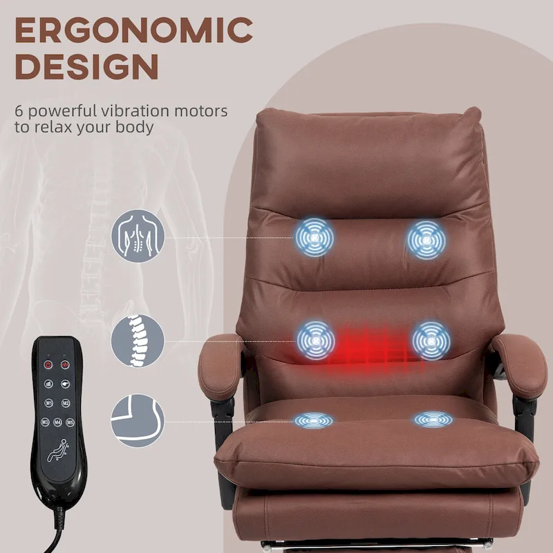 Vinsetto Microfibre Vibration Heated Reclining Massage Office Chair