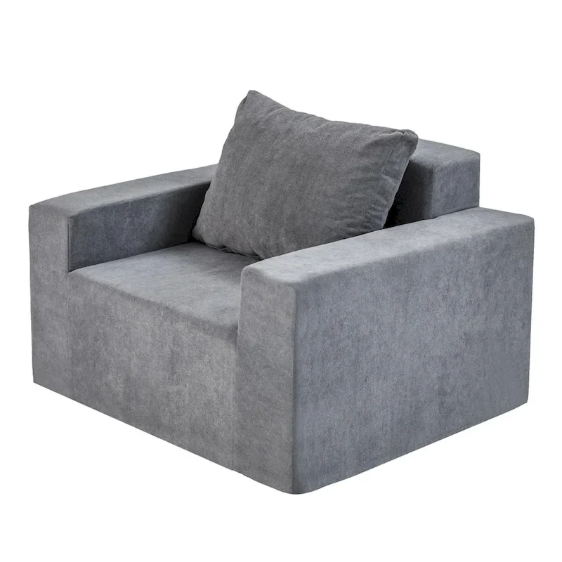Plain Grey Modern 40.2 Accent Chair with Pillow