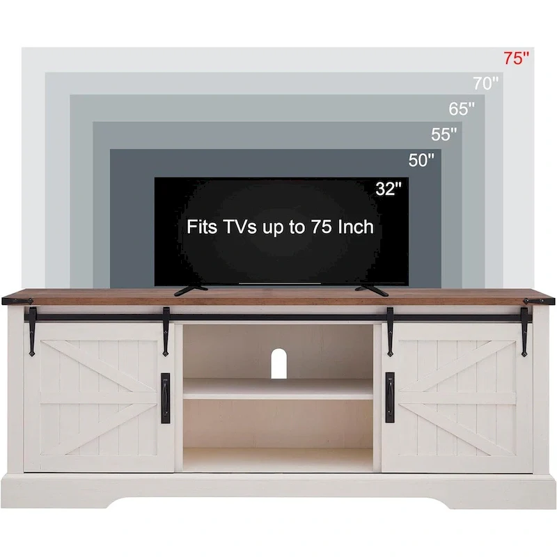 Farmhouse Wood TV Stand, Rustic Entertainment Center, Console Cabinet - n/a