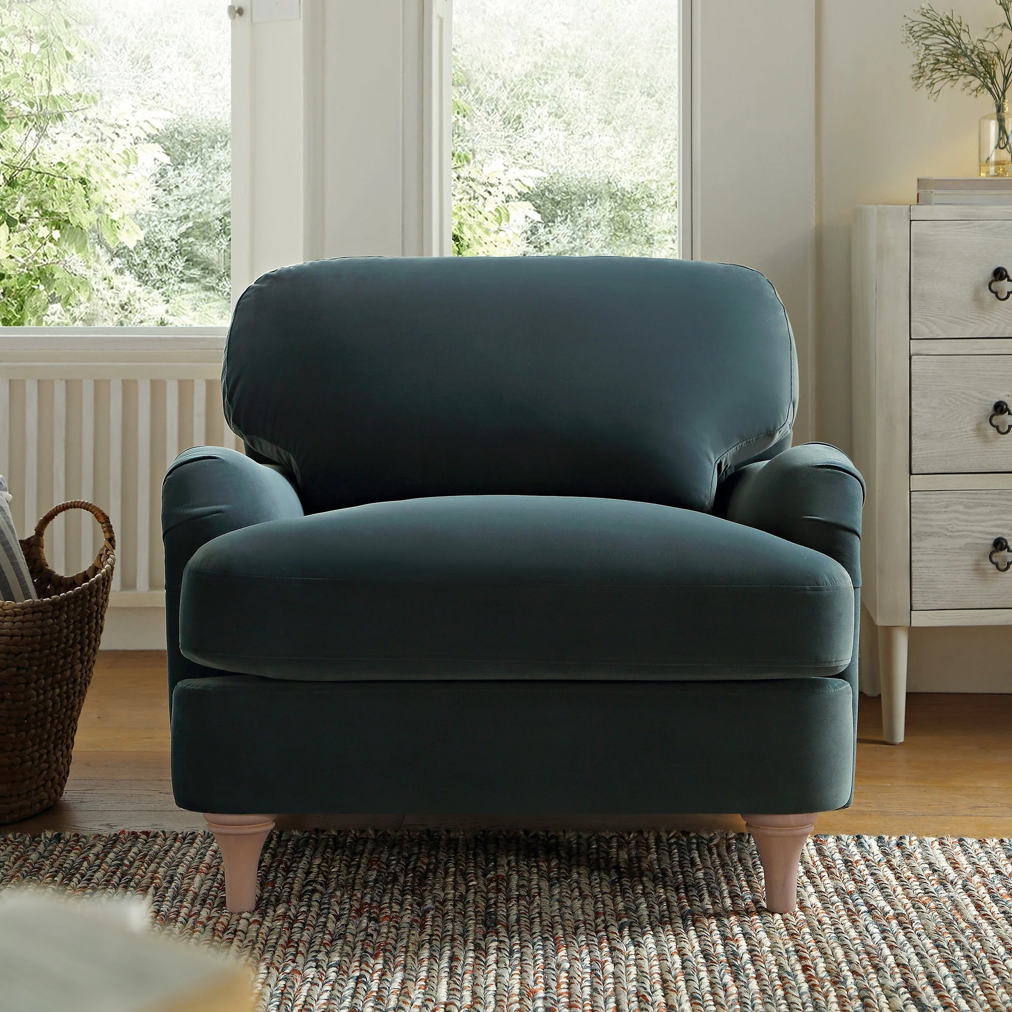 Aegean Blue Velvet Sofa, 1-Seater