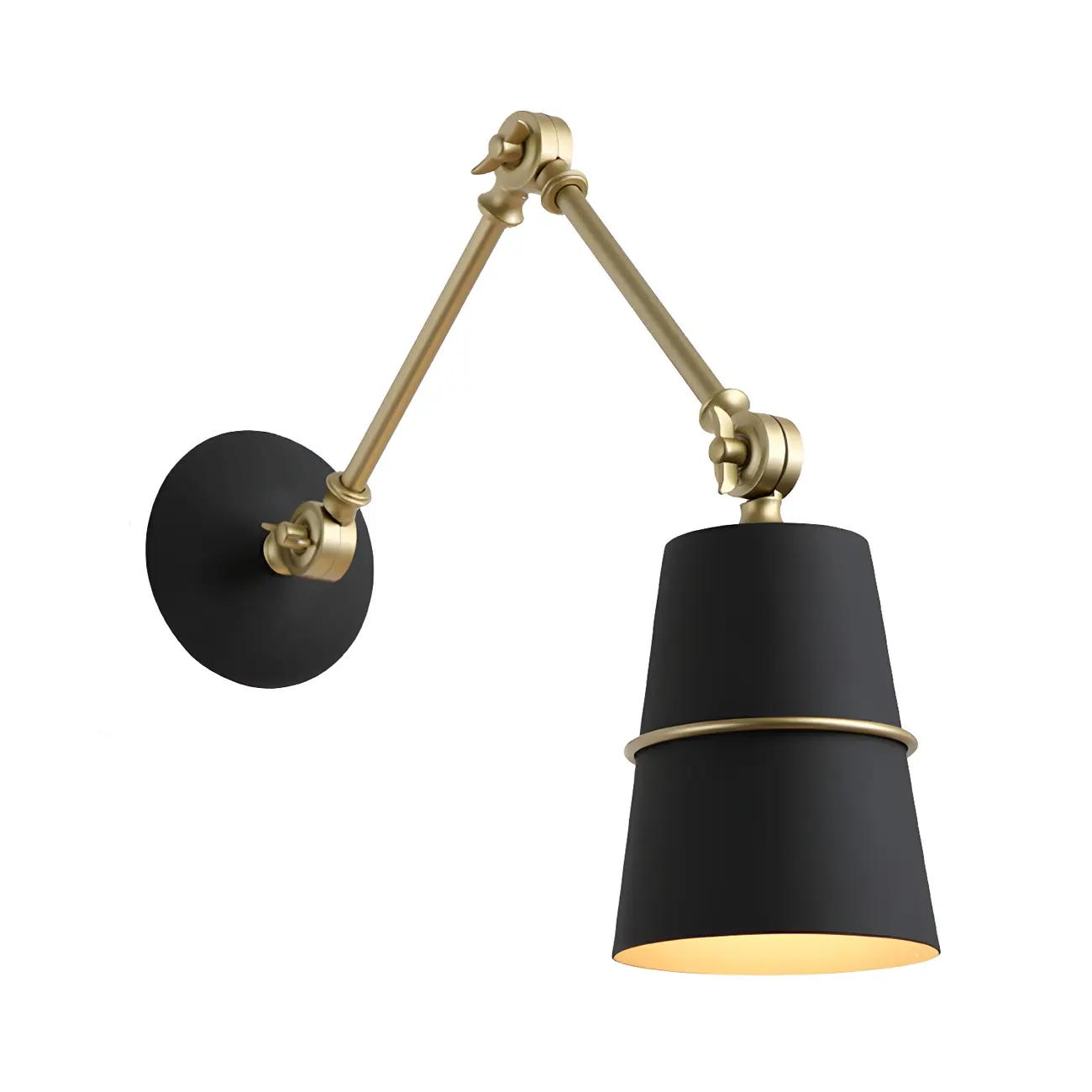 Metal Conical Black and Brass Swing Arm Wall Light