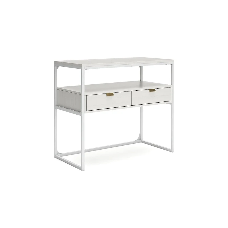 White Powder Coated Credenza with 2 Drawers & Open Shelf – 36W x 18D x 31H