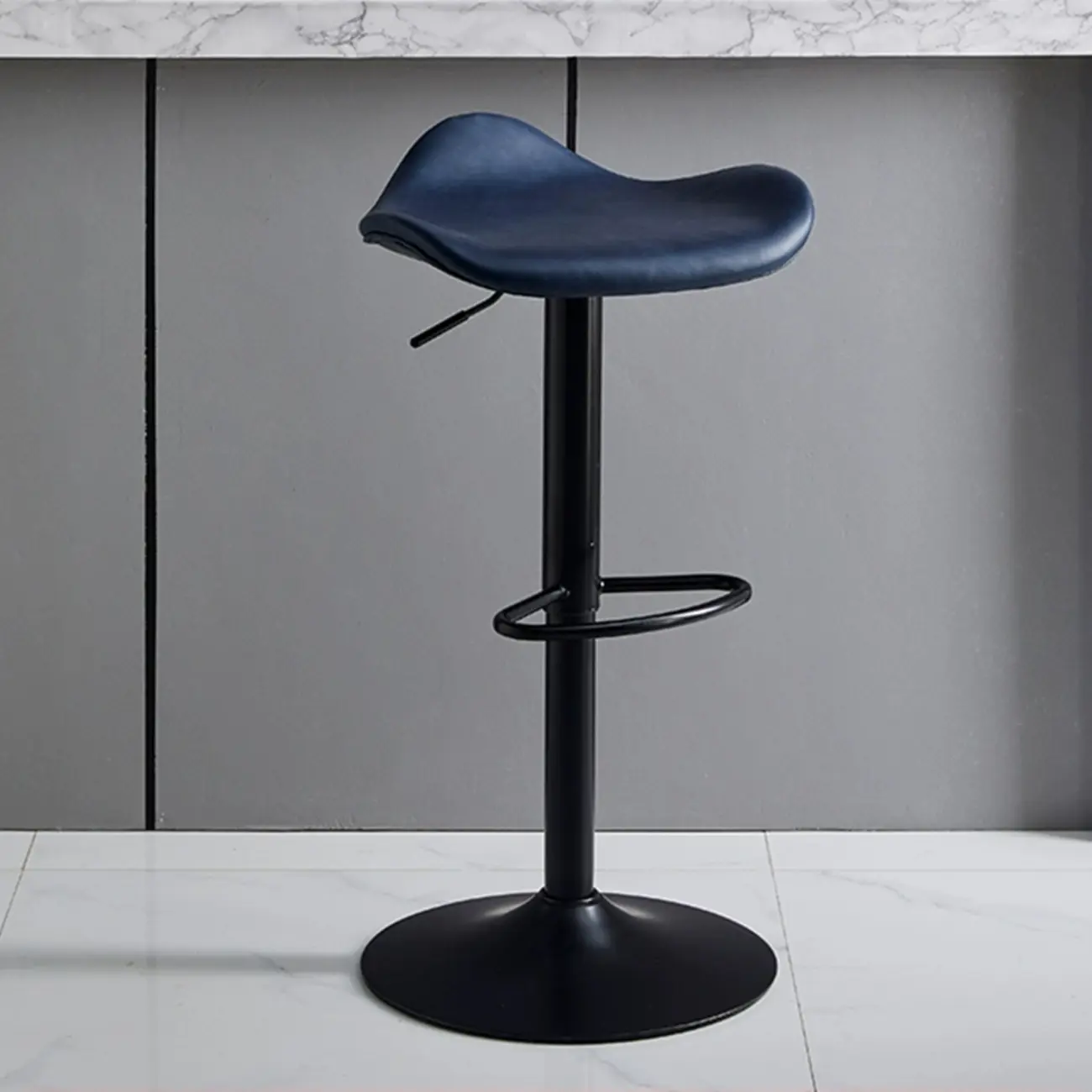 Saddle Black Pedestal Swivel Adjustable Bar Stool
