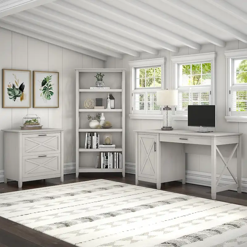 Key West 54W Computer Desk with Cabinet and Bookcase by Bush Furniture