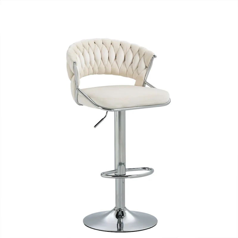 Set of 2 Bar Stool Adjustable Height with Swivel Seat