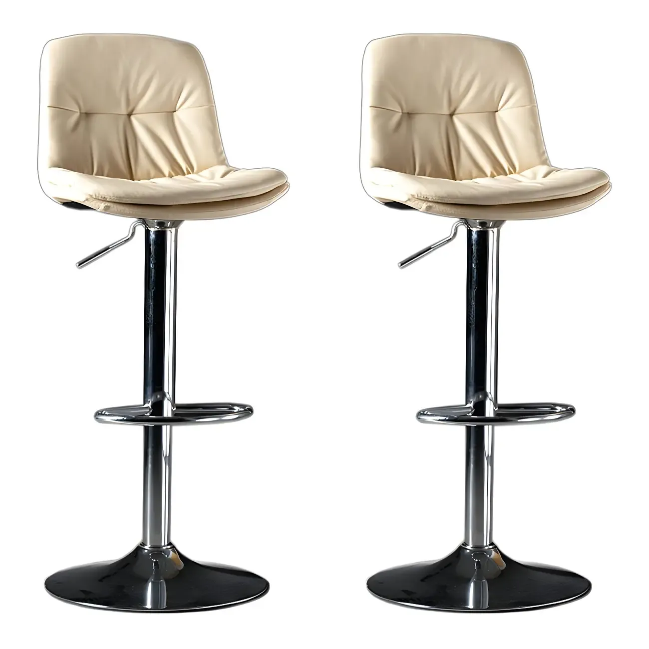 Adjustable Leather Low Back Swivel Bar Stool