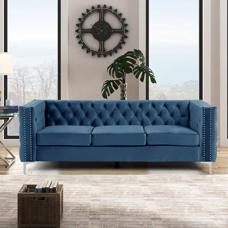 Deep Dutch Velvet Modern Sofa