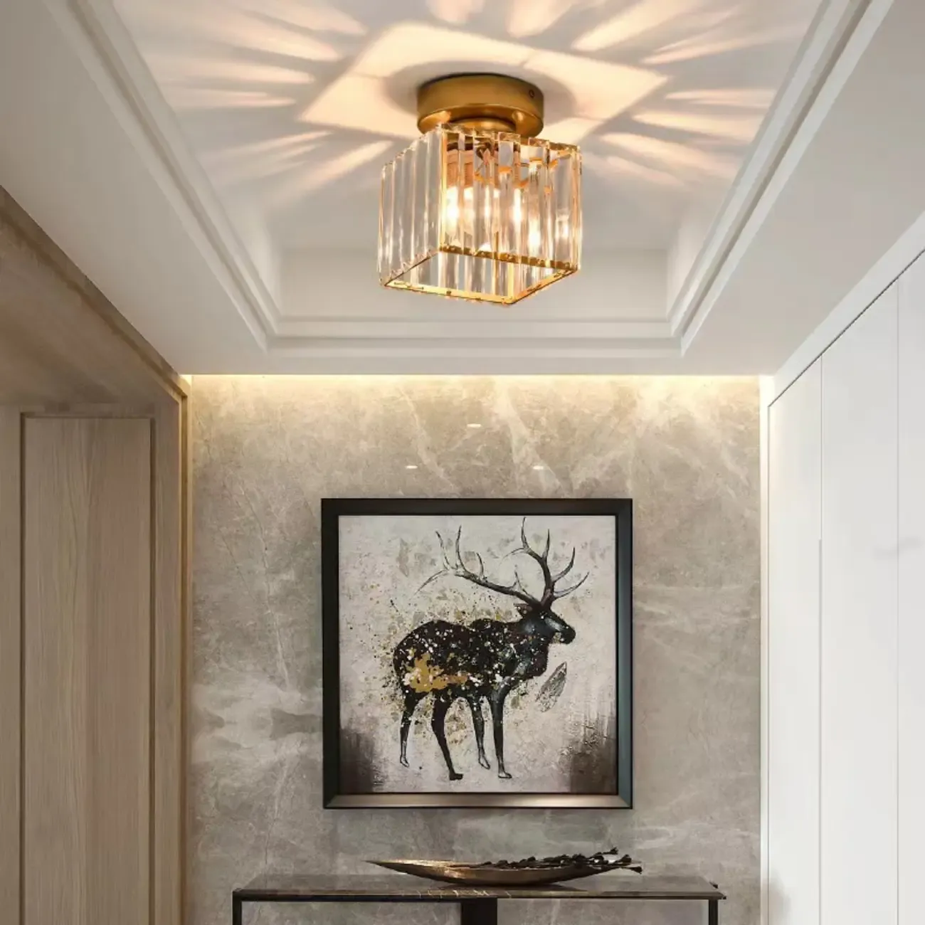 Elegant Crystal Semi Flush Ceiling Light for Living Room Use