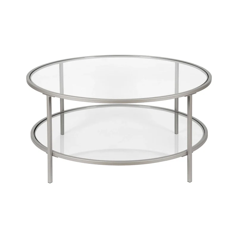 Sivil 36 Wide Round Coffee Table with Glass Top - 36 Wide