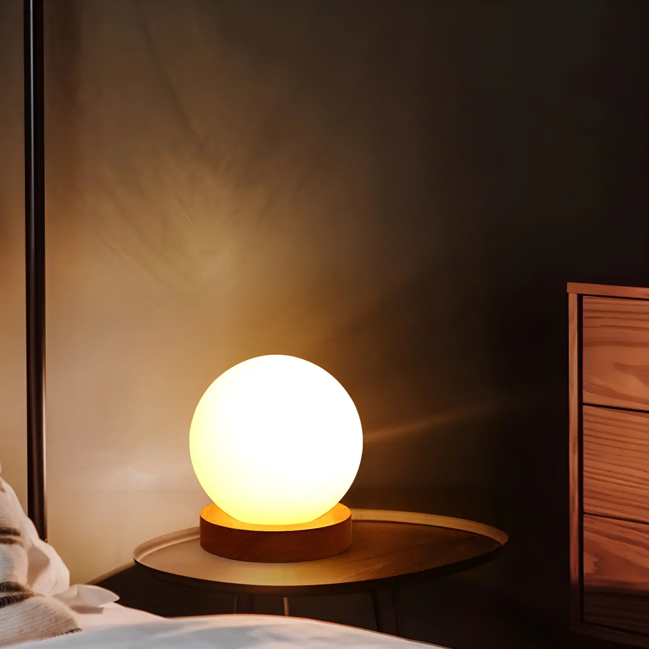 Creative House-Shaped Wooden Bedside Lamp