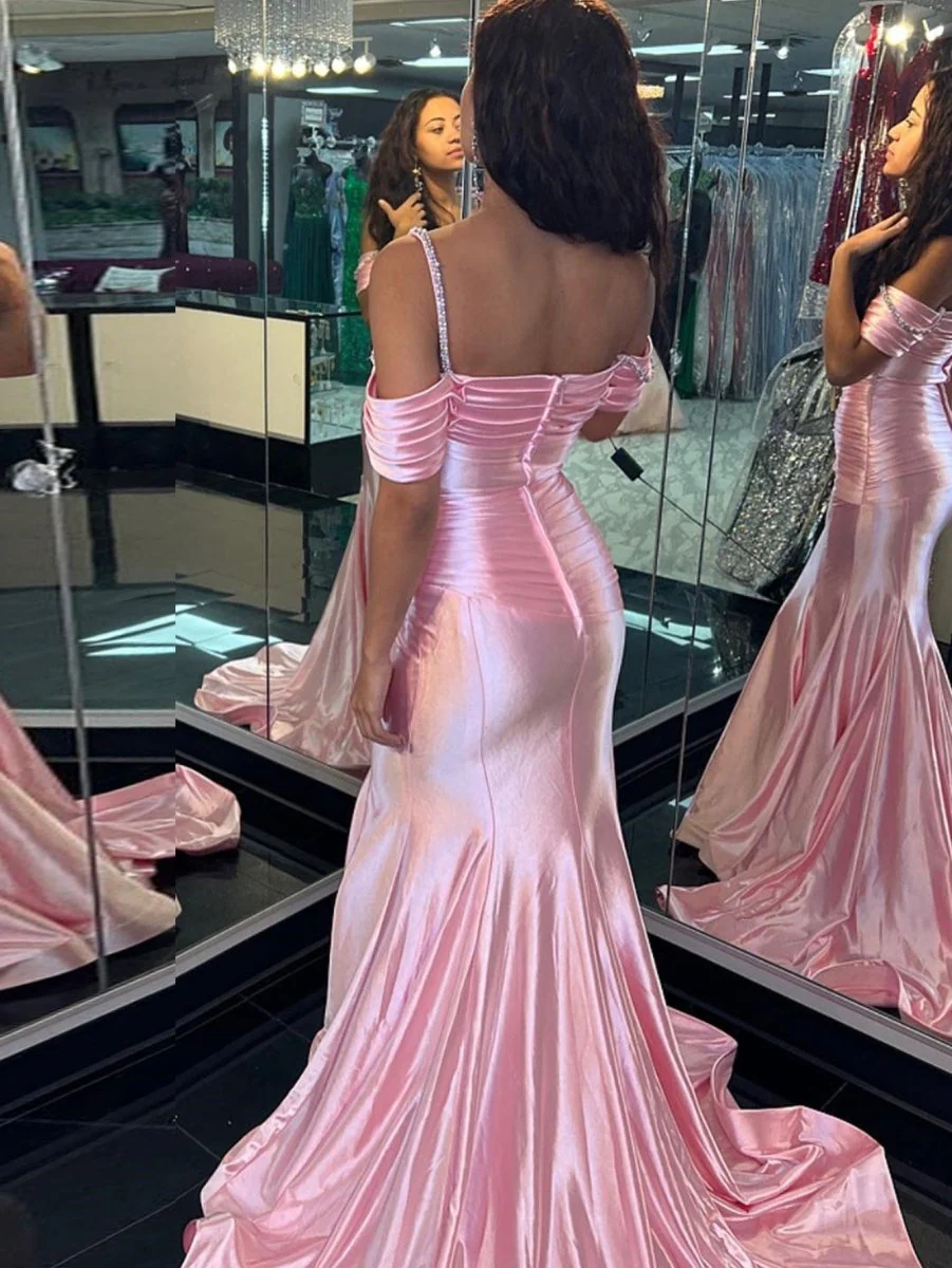 Pink Sweetheart Neck Long Mermaid Prom Dress