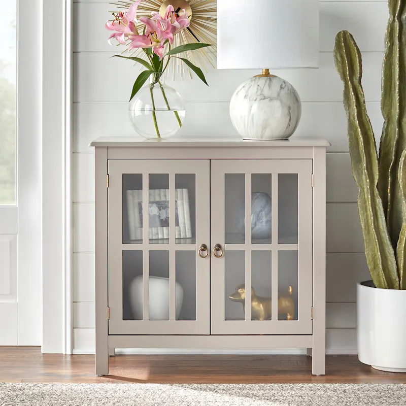 Simple Living Portland 2-Door Glass Cabinet