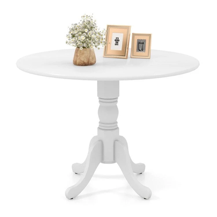 Wooden Dining Table with Round Tabletop and Curved Trestle Legs - 39.37 x 39.37 x 28.74