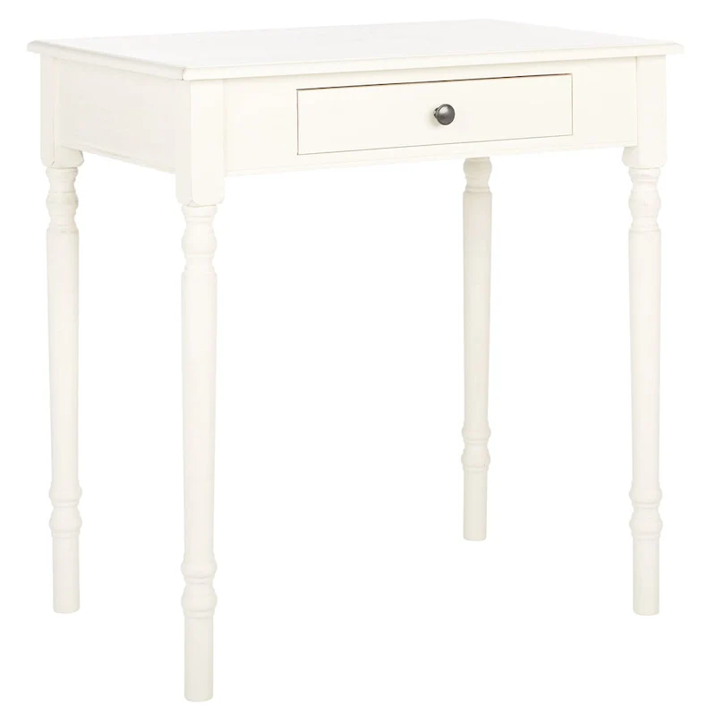 Classic 1-Drawer Writing Desk with Turned Legs & Rich Brown Top