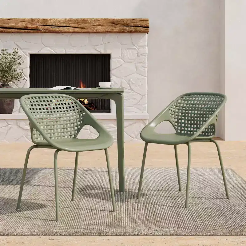 Christopher Knight Home Chaitanya Modern Patio Iron and Plastic Chairs (Set of 2)