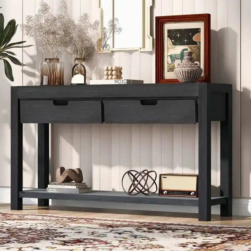 55.1 W Console Table with 2 Drawers and 1 Shelf - N/A