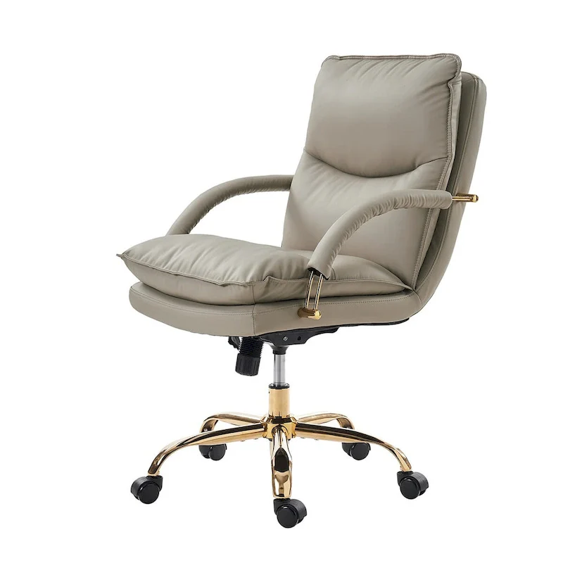 Modern Faux Leather Adjustable Height Tilting Office Chair with 360° Swivel & Metal Base