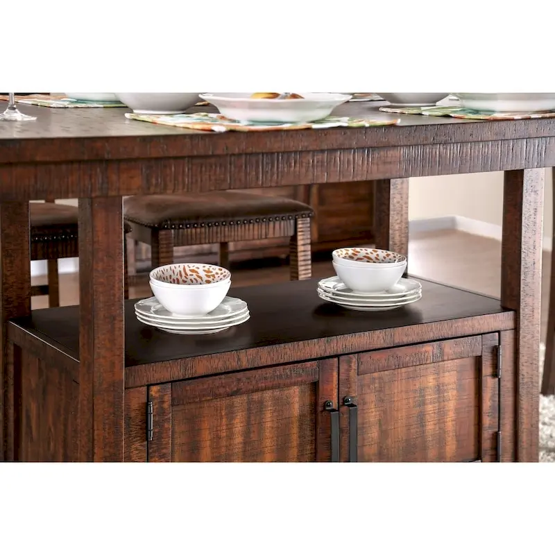 Furniture of America Rainier Rustic 75-inch Walnut Counter Height Table