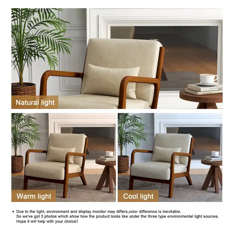 Mid-Century Modern Upholstered Accent Chair with Wood Frame