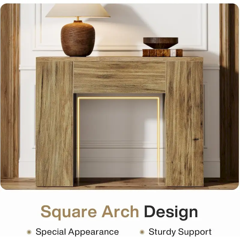 31.5  Farmhouse End Side Table, Mid-Century Modern Sofa Side Table with Wooden Pedestal