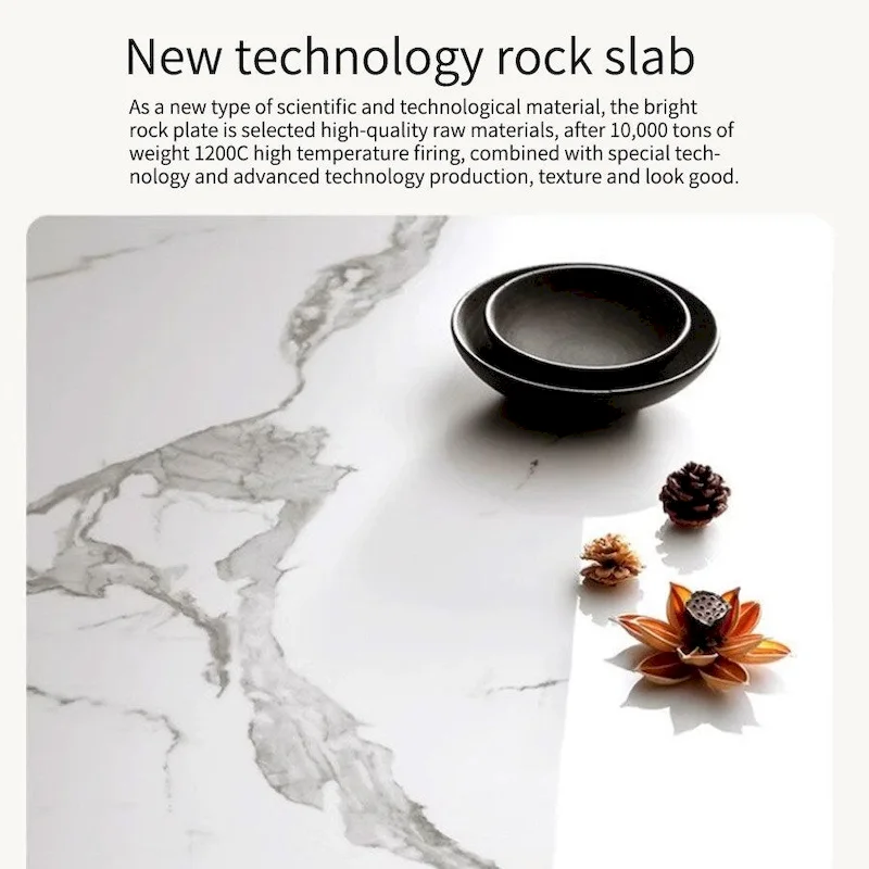 Round Coffee Table - Beige Wood with Stone Top - 31.5