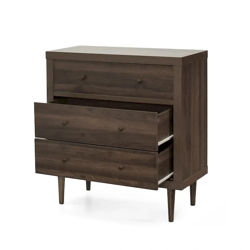 Walnut / Walnut+White / Gray Maple Mid-Century Modern 3-Drawer Chest – Single