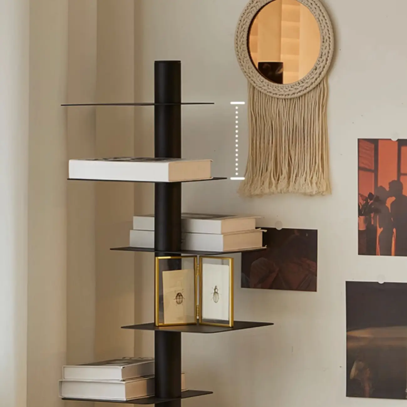 Modern Black Metal Narrow Open Bookcase