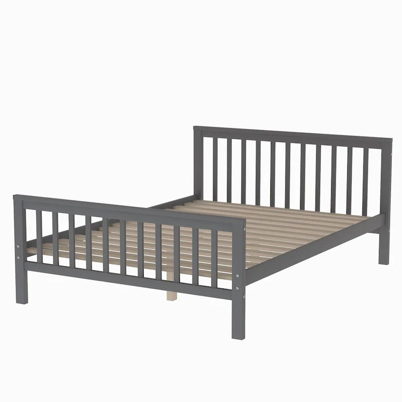 Twin Over Full Wood Loft Bed with Staircase,High Guardrails and Ladder