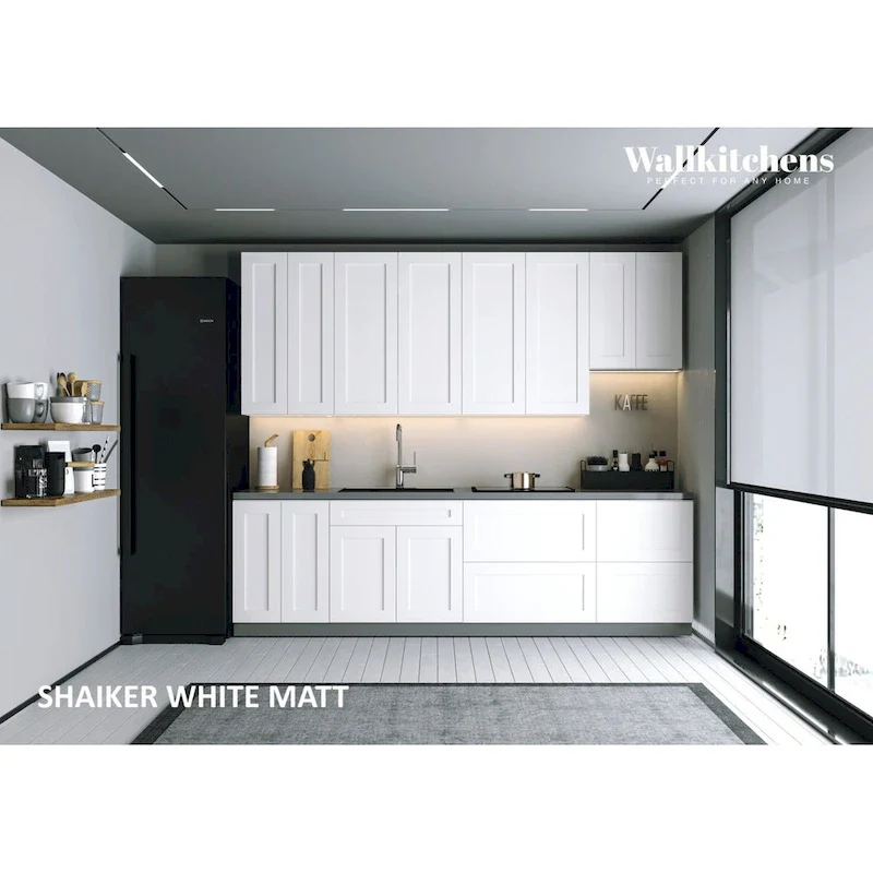 White Matte Kitchen Cabinet Base Unit — 9.5 Ft Wide (114