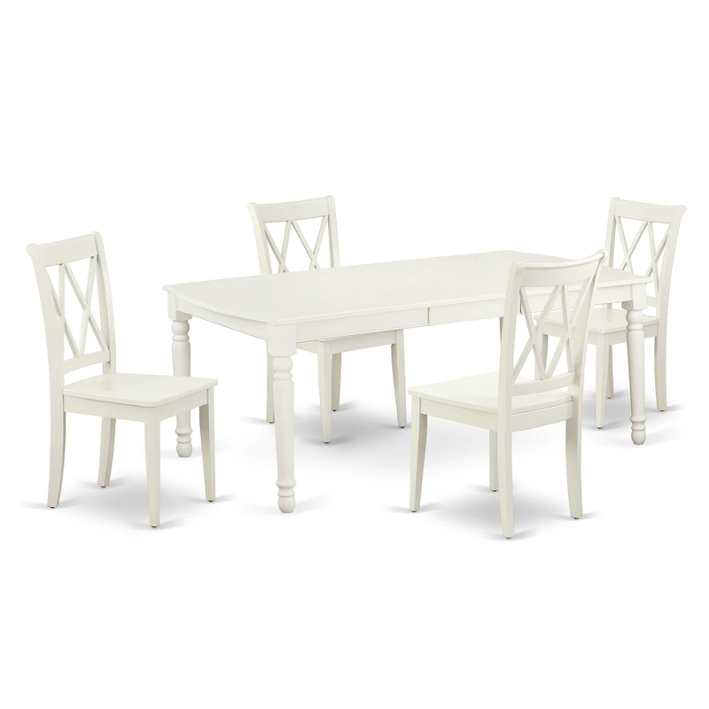 East West Furniture Dining Table Set- a Rectangle Kitchen Table and Dinette Chairs, Linen White(Pieces Option)
