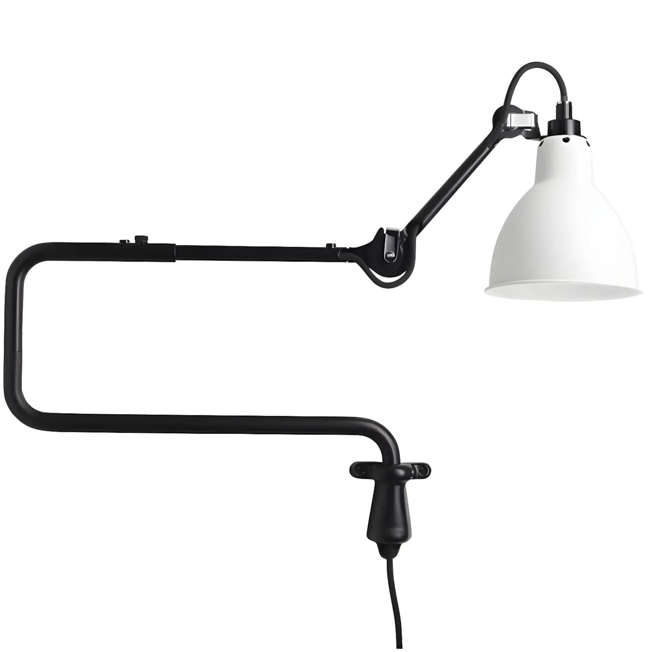 Industrial Black Swing Arm Aluminum Shade Wall Light