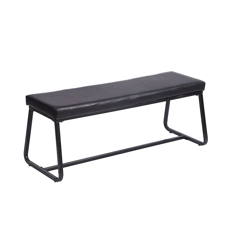 Home Remy Entryway Bench, PU Leather Upholstery, Iron Legs