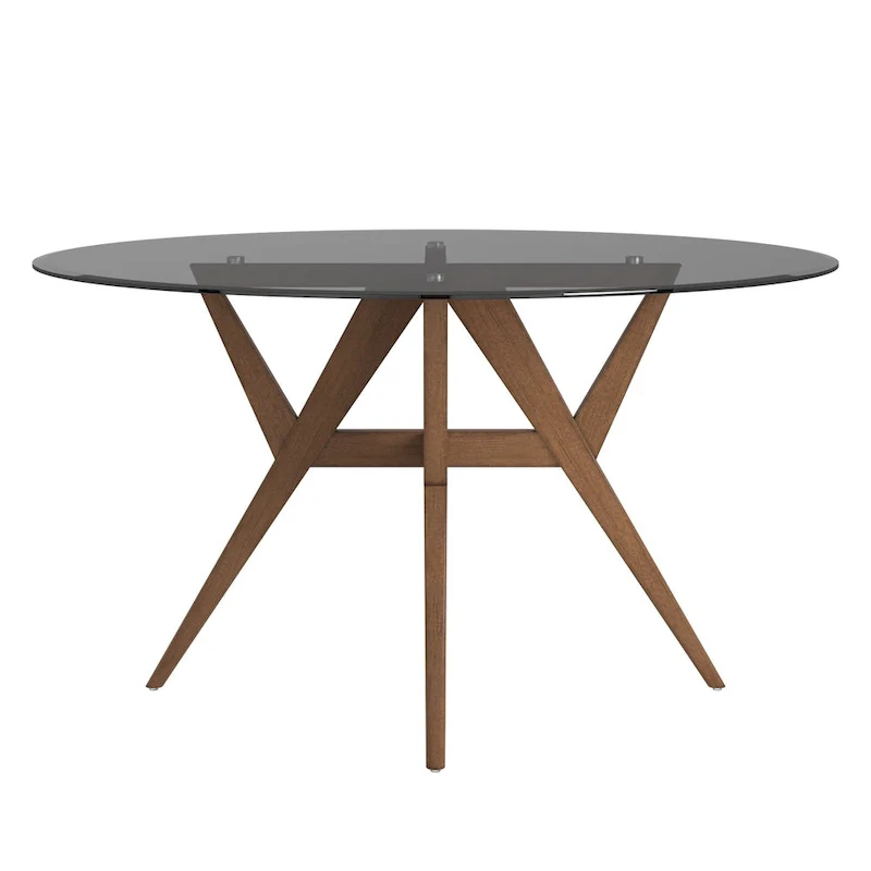 Sheeba Round Mid-Century Modern Walnut Base Dining Table by iNSPIRE Q Modern