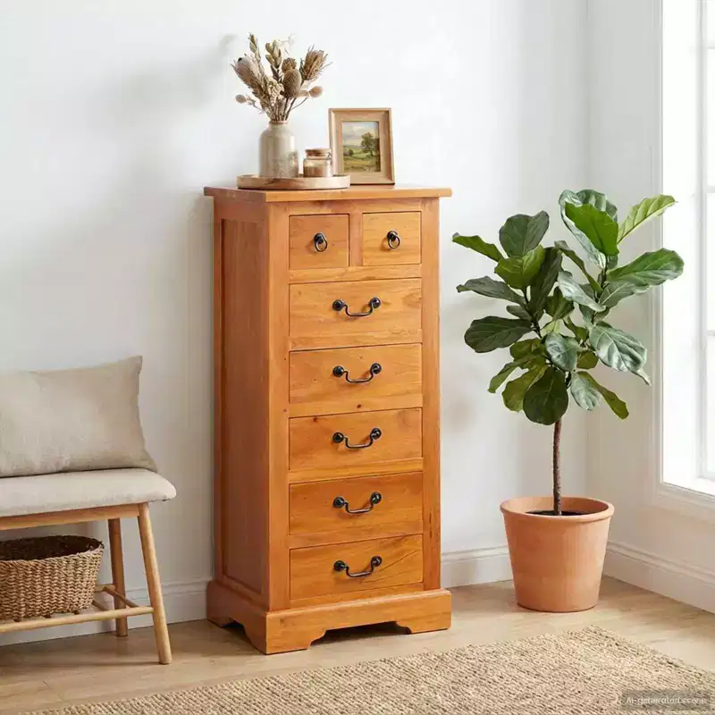 vidaXL Chest of Drawers with Drawer Natural 17.72 x 13.78 x 39.57 in