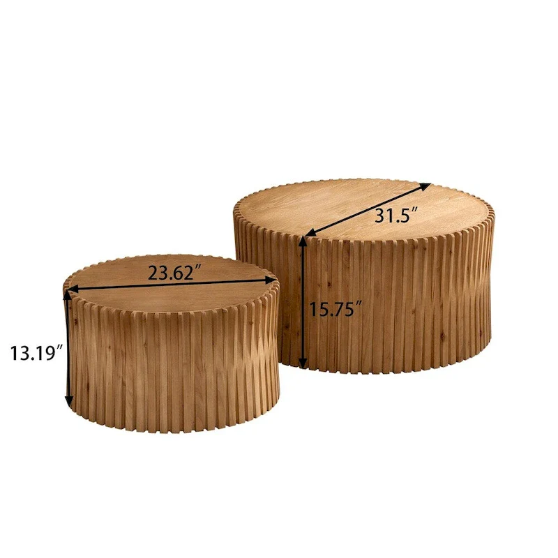 Cylindrical Nesting Coffee Table Set for Living Room (Set of 2)