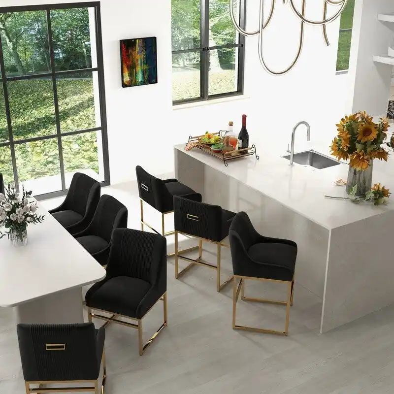 SEYNAR Contempoary Velvet Dining Chair with Metal Frame Legs, set of 4