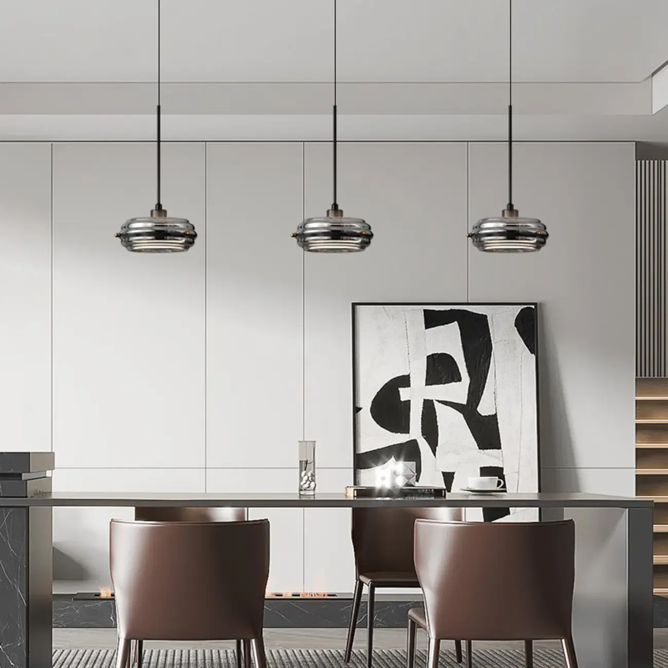 Modern Metal Drum Shade Adjustable Island Pendant Light for Kitchen