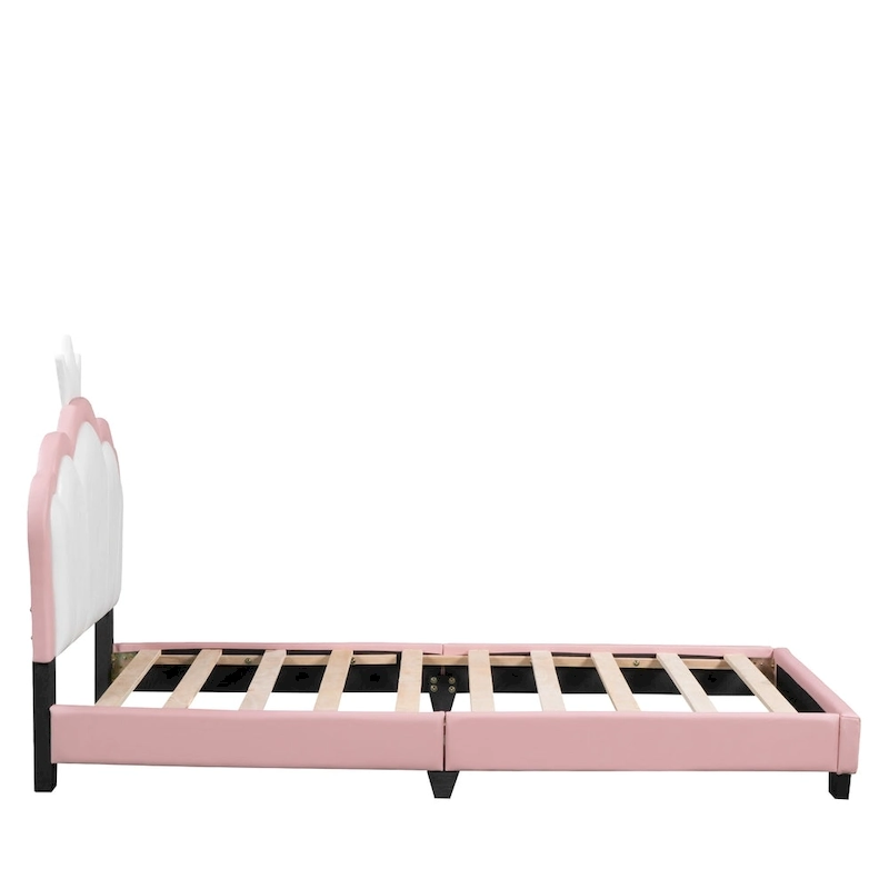 Upholestered Princess Bed With Crown Headboard