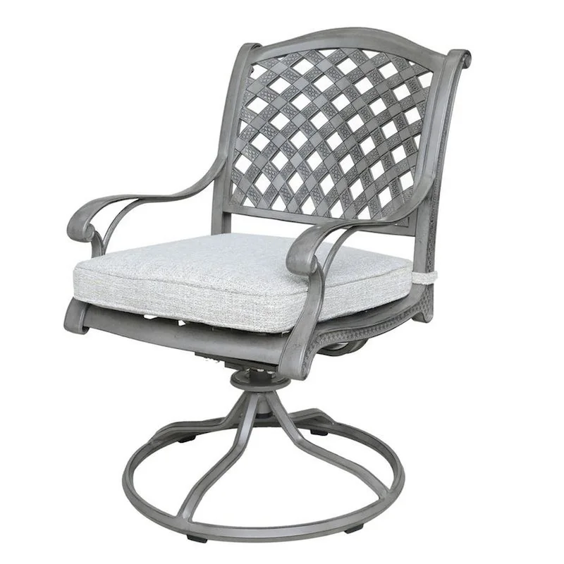 Mace Outdoor Dining Swivel Rocker Chair Set of 2, Aluminium, Golden Beige