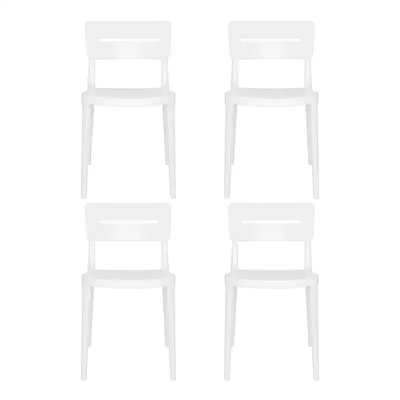 WestinTrends Playa Outdoor Modern Stackable Plastic Patio Dining Chairs (Set of 4), White