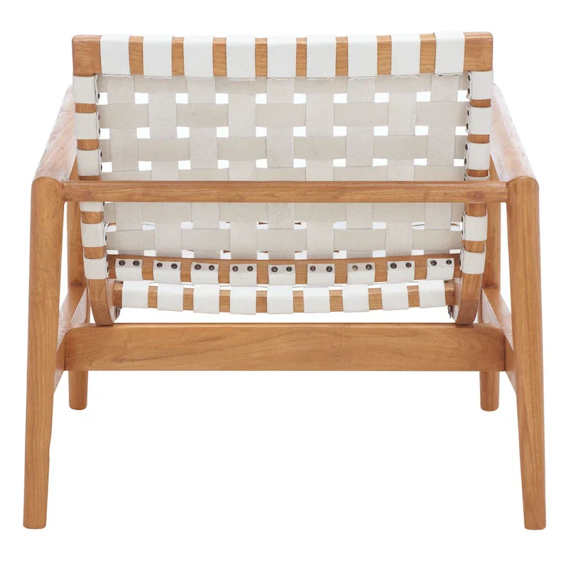 SAFAVIEH Vena Leather Woven Accent Chair - 30 W x 28 D x 28 H - 30Wx28Dx28H