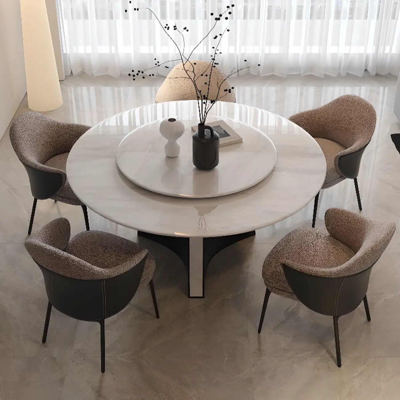 Modern Cotton Upholstered Leather Fabric Dining Room Chair