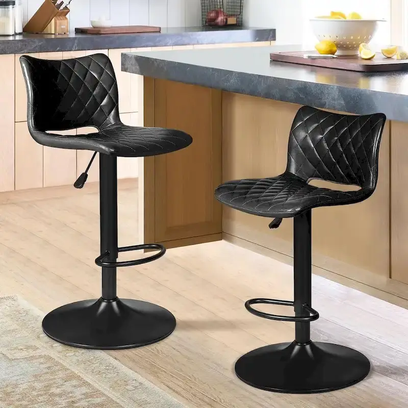 Bossin Bar Stools Set of 2 Height Adjustable,Swivel Counter Height Bar Stools with Back
