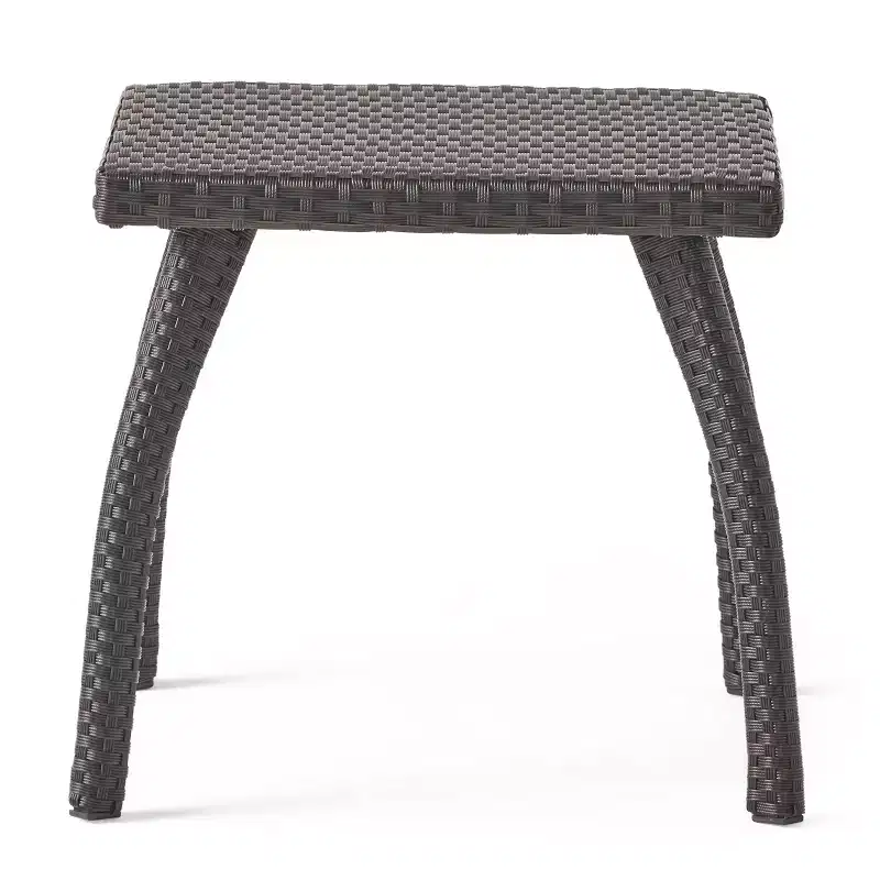 GDFStudio Hilary Outdoor Wicker Side Table with Curved Leg