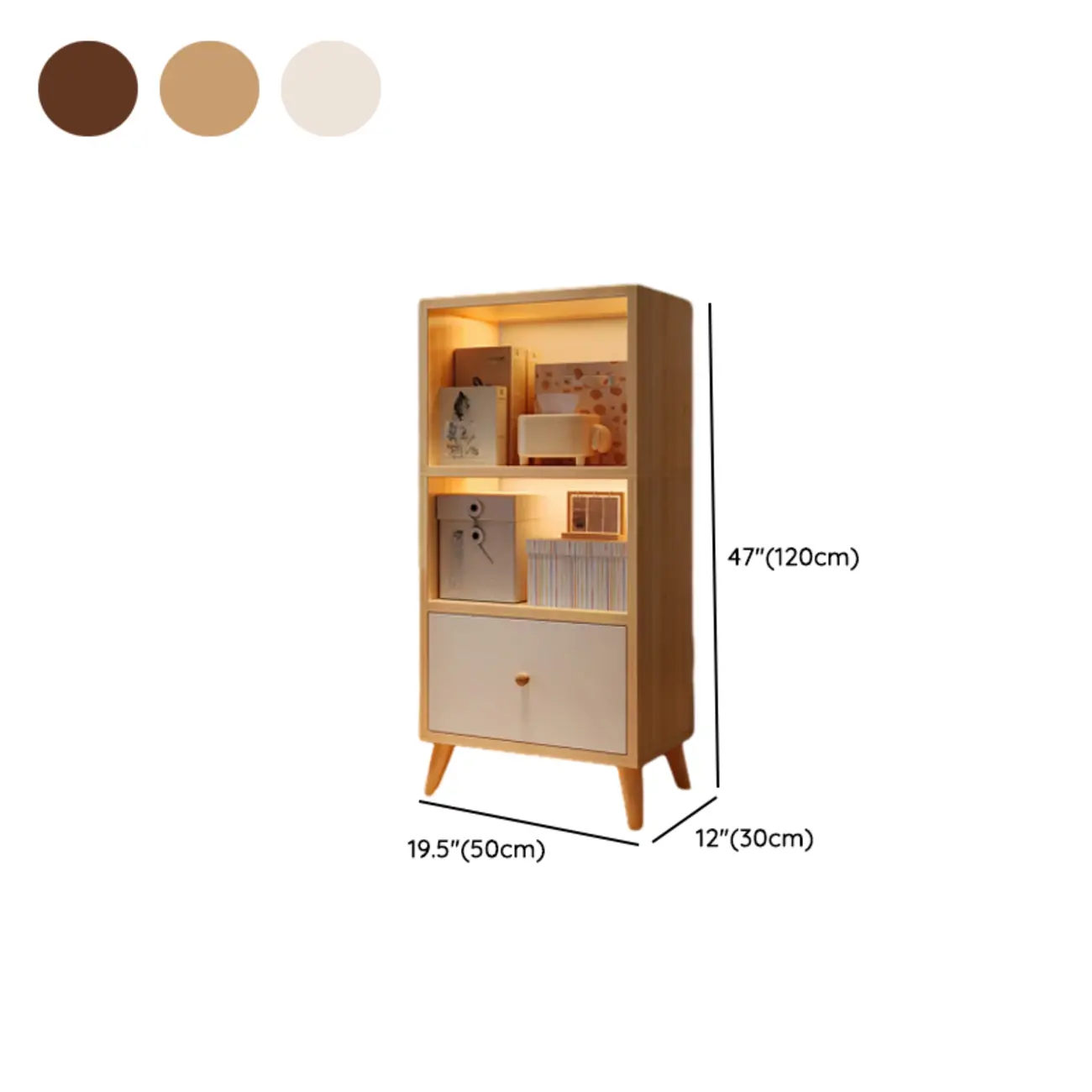 Modern Rectangular Bookshelf with Drawers