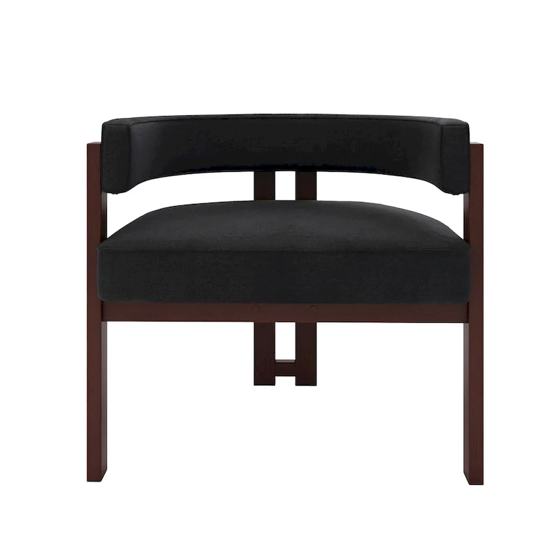 Modern Upholstered Accent Chair with Open Back, Barrel Style